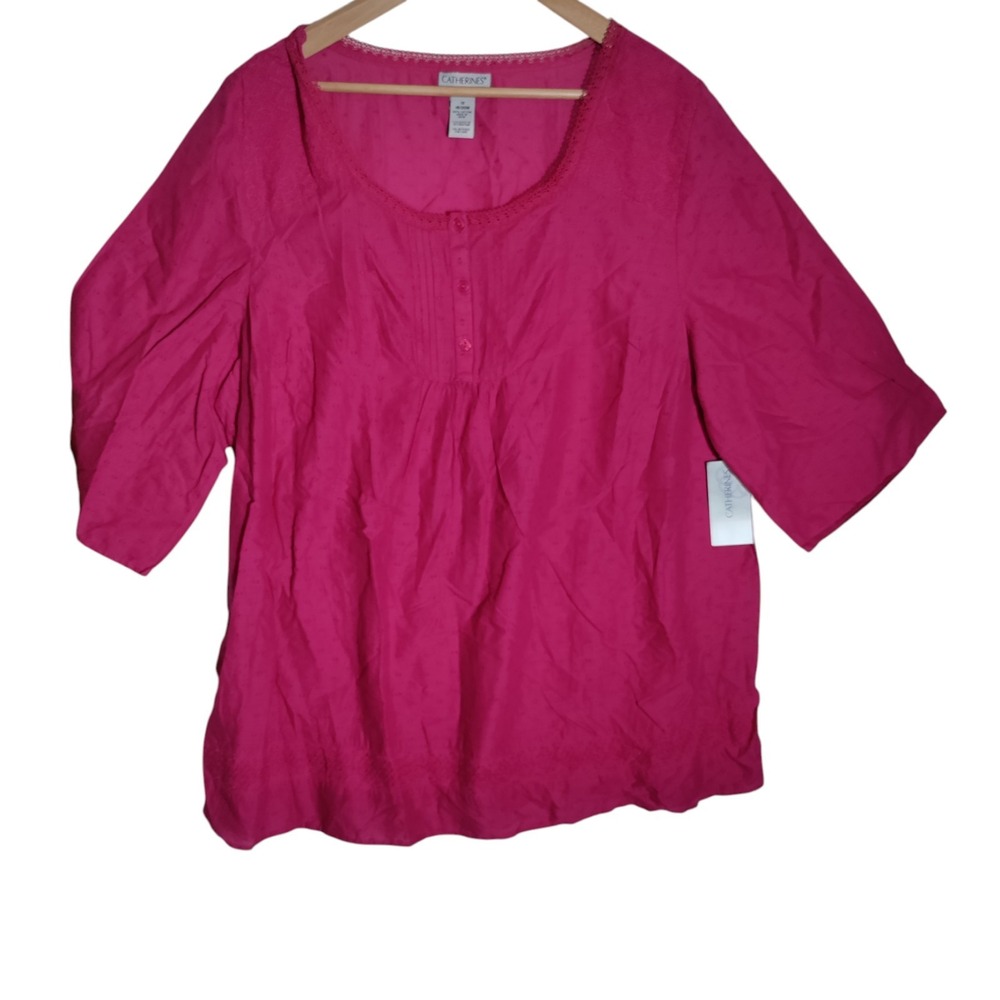 Catherines Pink 100% Cotton Short Sleeve Top Woman's Size 1X 18/20
